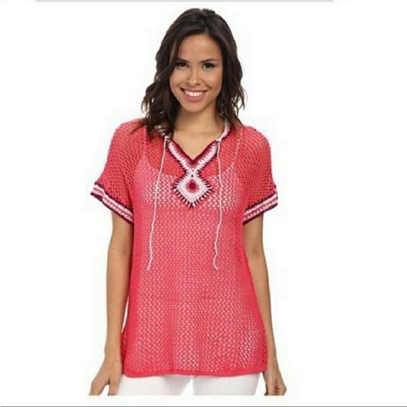 Tommy Bahama linen crochet swim suit cover up top Sz XXS - Picture 1 of 8